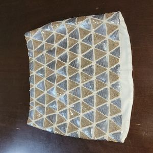 Sequin White Cocktail Wedding Party Mini Skirt Size M